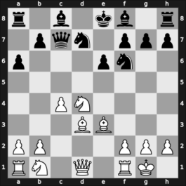 1958 Danmarksmesterskabet – Round 7 – Larsen, Ole Scholler – 1/2-1/2 – Enevoldsen, Harald – G26