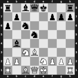 1958 HUN Ch 14th – Round 9 – Pogats, Jozsef Jr. – 1/2-1/2 – Forintos, Gyozo V – G21