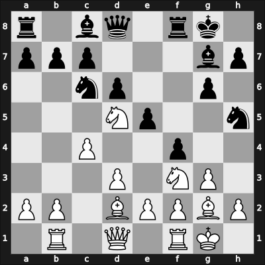 1958 Haifa/Tel Aviv – Round 9 – Dunkelblum, Arthur – 1/2-1/2 – Blumenfeld, Rudy – G49