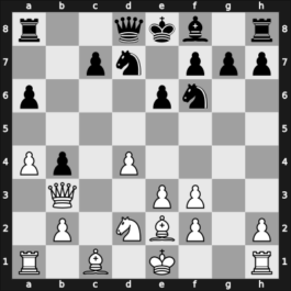 1958 Munich olm fin-A – Round 8 – Reshevsky, Samuel – 1/2-1/2 – Dueckstein, Andreas – G43