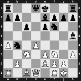 1959 Candidats Tournament – Round 5 – Gligoric, Svetozar – 1-0 – Petrosian, Tigran V – G17