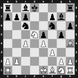 1959 Mar del Plata – Round 12 – Sanguinetti, Ricardo – 1/2-1/2 – Bolbochan, J. – G78