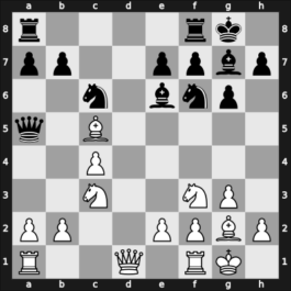 1965 Mar del Plata – Round 12 – Bolbochan, J. – 1/2-1/2 – Panno, Oscar – G98