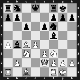 D19 - 1.d4 d5 2.c4 c6 3.Nf3 Nf6 4.Nc3 dxc4 5.a4 Bf5 6.e3 e6 7.Bxc4 Bb4 8.O-O O-O 9.Qe2 - Slav