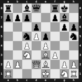 E73o - 5…O-O 6.Bg5 Nbd7 7.Qd2 e5 8.d5 Nc5 9.f3 h6 10.Be3 Nh5 - Averbakh