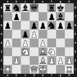 E74g - 7.d5 a6 8.a4 h6 9.Be3 e6 10.Nf3 - Averbakh (1950)